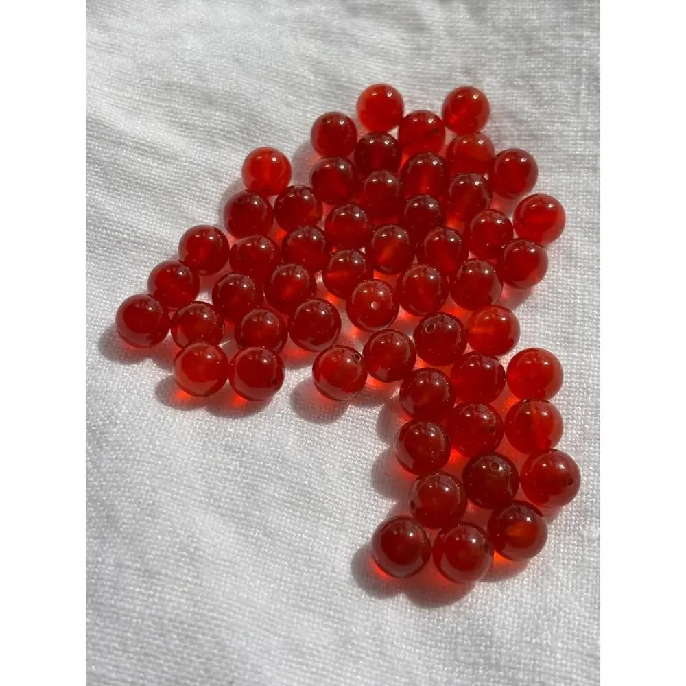 Carnelian Beads Lot Orange Red Glass Stone Round 8mm Jewelry Making Loose